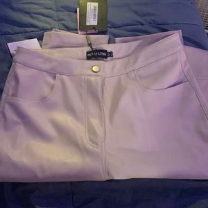 Pretty Little ThingStone Faux Leather Split Hem Straight Leg Trousers